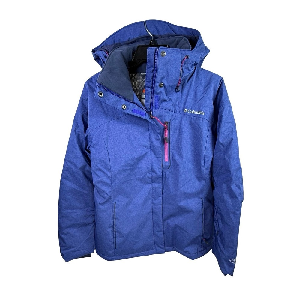 Columbia Omni-Tech Waterproof Ski Jacket Blue Omni-Heat‎ Winter Coat Womens Med